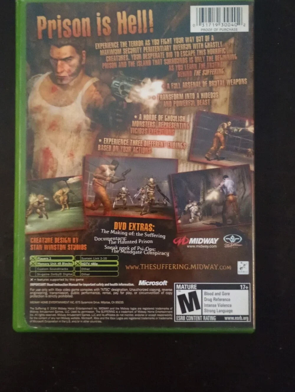 Xbox The Suffering - Green Case